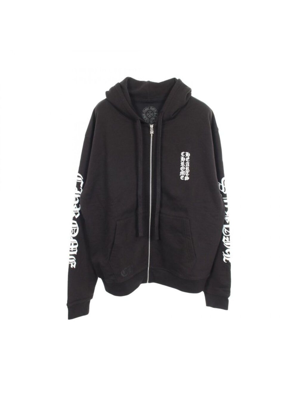 Chrome Hearts Hoodie Vertical Logo Black Cotton Zip